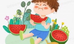 小男孩吃瓜,小男孩的欢乐食瓜时光